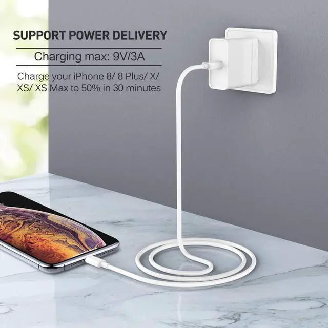 Alt view image 3 of 7 - USB C to Lightning Cable 6Ft Apple MFi Certified Power Delivery Fast Charger Cable for iPhone 12/12 Mini/12 Pro/12 Pro Max/11 Pro/11 Pro Max/X/XS/XR/XS Max/8/8 Plus/iPad/AirPods(White)
