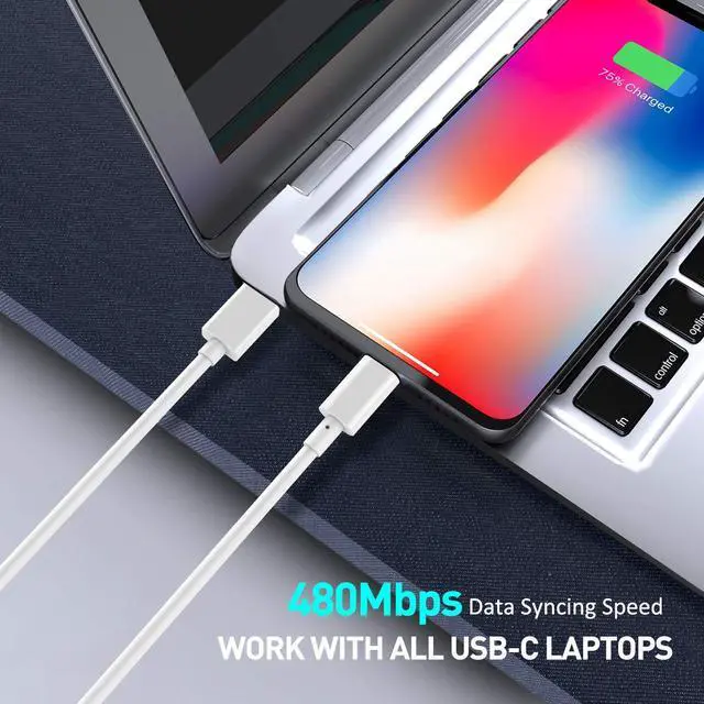 Alt view image 4 of 7 - USB C to Lightning Cable 6Ft Apple MFi Certified Power Delivery Fast Charger Cable for iPhone 12/12 Mini/12 Pro/12 Pro Max/11 Pro/11 Pro Max/X/XS/XR/XS Max/8/8 Plus/iPad/AirPods(White)