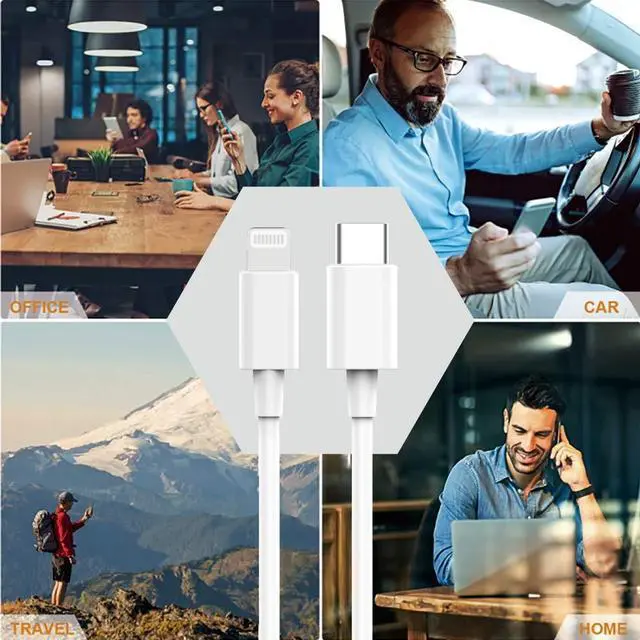 Alt view image 7 of 7 - USB C to Lightning Cable 6Ft Apple MFi Certified Power Delivery Fast Charger Cable for iPhone 12/12 Mini/12 Pro/12 Pro Max/11 Pro/11 Pro Max/X/XS/XR/XS Max/8/8 Plus/iPad/AirPods(White)