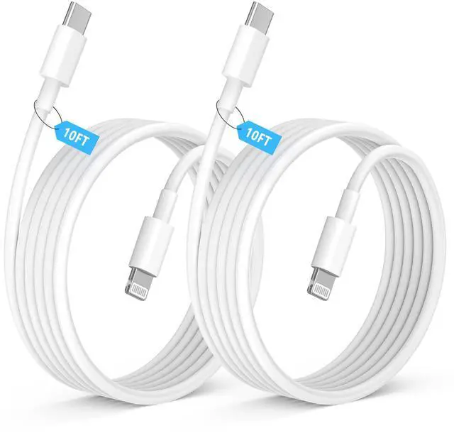 Main image of 10FT iPhone Charger Cable, Apple MFi Certified Long Lightning Charger Cord | 2 Pack Heavy Duty USB C to Lightning Fast Charging Data Sync Cable Compatible for iPhone 14 13 12 11 Pro Max XS XR X 8 iPad
