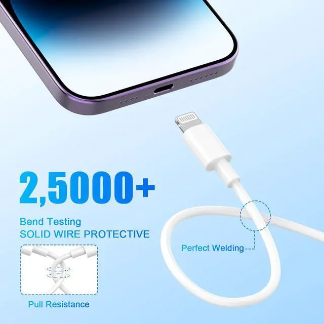 Alt view image 3 of 7 - 10FT iPhone Charger Cable, Apple MFi Certified Long Lightning Charger Cord | 2 Pack Heavy Duty USB C to Lightning Fast Charging Data Sync Cable Compatible for iPhone 14 13 12 11 Pro Max XS XR X 8 iPad
