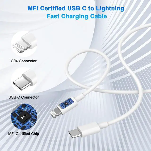 Alt view image 2 of 7 - 10FT iPhone Charger Cable, Apple MFi Certified Long Lightning Charger Cord | 2 Pack Heavy Duty USB C to Lightning Fast Charging Data Sync Cable Compatible for iPhone 14 13 12 11 Pro Max XS XR X 8 iPad