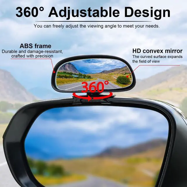Alt view image 3 of 5 - Blind Spot Mirror, HD Glass Frameless Convex Rear View Mirrors Exterior Accessories with Wide Angle Adjustable Stick for Car SUV and Trucks, Black