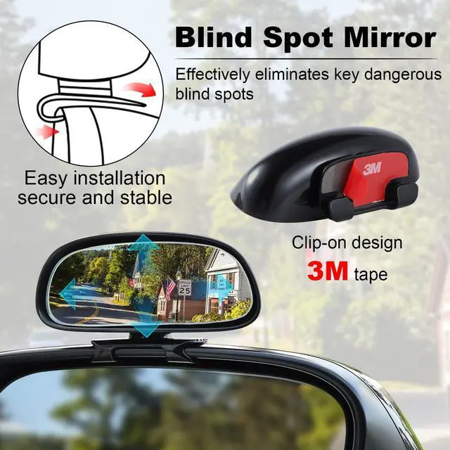 Alt view image 4 of 5 - Blind Spot Mirror, HD Glass Frameless Convex Rear View Mirrors Exterior Accessories with Wide Angle Adjustable Stick for Car SUV and Trucks, Black