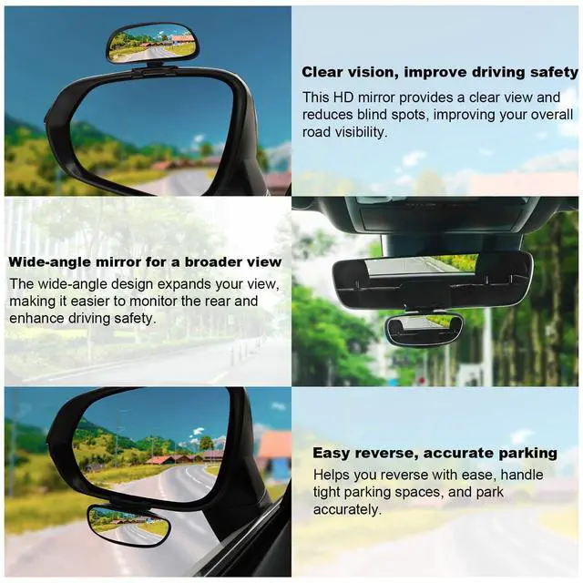 Alt view image 5 of 5 - Blind Spot Mirror, HD Glass Frameless Convex Rear View Mirrors Exterior Accessories with Wide Angle Adjustable Stick for Car SUV and Trucks, Black