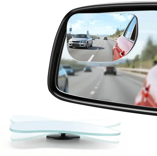 Main image of XLarge Blind Spot Mirror, Rounded Rectangle HD Glass Frameless Convex Rear View Mirrors Exterior Accessories with Wide Angle Adjustable Stick for Car SUV and Trucks, Pack of 2