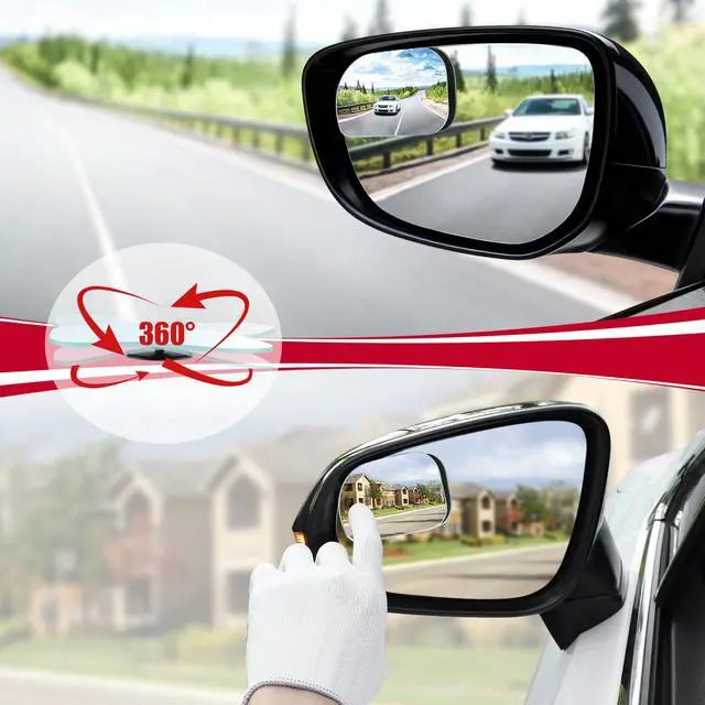 Alt view image 5 of 6 - XLarge Blind Spot Mirror, Rounded Rectangle HD Glass Frameless Convex Rear View Mirrors Exterior Accessories with Wide Angle Adjustable Stick for Car SUV and Trucks, Pack of 2
