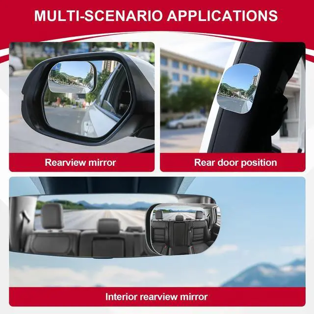 Alt view image 6 of 6 - XLarge Blind Spot Mirror, Rounded Rectangle HD Glass Frameless Convex Rear View Mirrors Exterior Accessories with Wide Angle Adjustable Stick for Car SUV and Trucks, Pack of 2