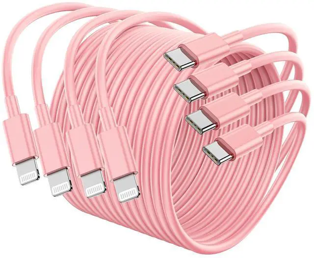 Main image of 4Pack USB C to Lightning Cable 6FT, Fast Charging Cord for iPhone 14 | Replacement for Apple Original Charger Cable for iPhone 14 13 12 11 Pro 11 XS MAX XR 8 7 6s Plus,Pink