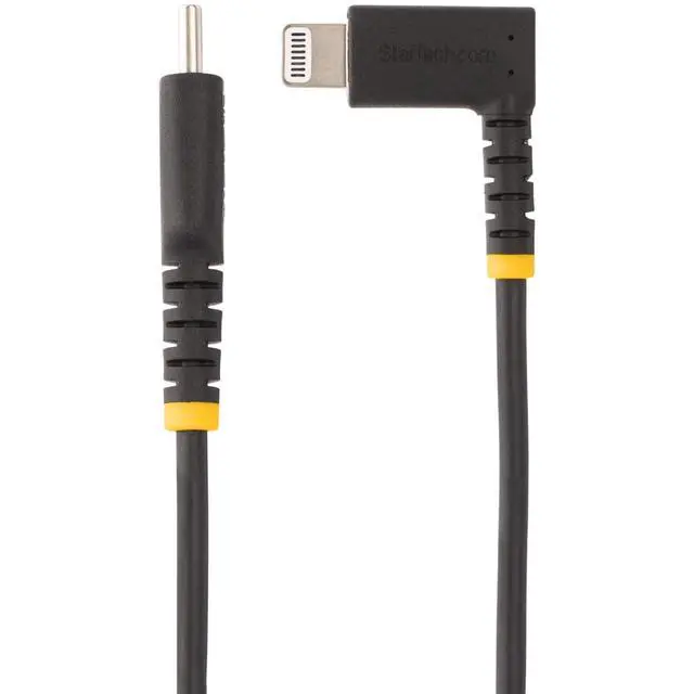 Alt view image 2 of 5 - 3ft/1m USB-C to Lightning Cable Black Right-Angled (RUSB2CLTMM1MR) | Apple MFi Certified, USB 2.0, Type-C, iPhone, Male to Male, Rugged aramid fiber, TPE jacket, Up to 3A charge and sync