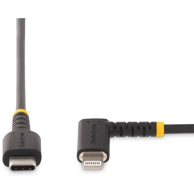Alt view image 4 of 5 - 3ft/1m USB-C to Lightning Cable Black Right-Angled (RUSB2CLTMM1MR) | Apple MFi Certified, USB 2.0, Type-C, iPhone, Male to Male, Rugged aramid fiber, TPE jacket, Up to 3A charge and sync