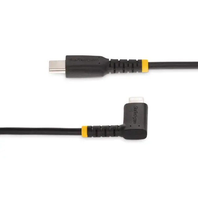 Alt view image 3 of 5 - 3ft/1m USB-C to Lightning Cable Black Right-Angled (RUSB2CLTMM1MR) | Apple MFi Certified, USB 2.0, Type-C, iPhone, Male to Male, Rugged aramid fiber, TPE jacket, Up to 3A charge and sync