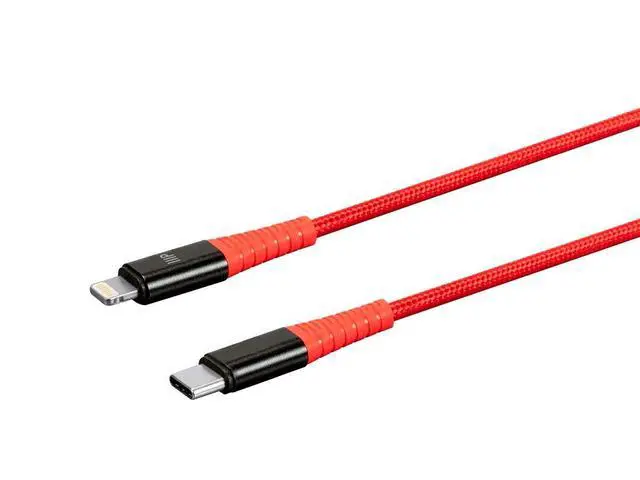 Alt view image 2 of 6 - Durable Apple MFi Certified USBC to Lightning Cable - Fast Charging, Flexible, Kevlar-Reinforced Nylon-Braided Jacket, iPhone 13, Pro, Pro Max, AirPods Pro, 6 Feet, Red - AtlasFlex Series