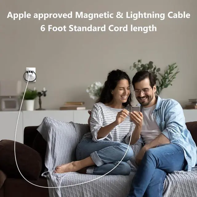 Alt view image 6 of 6 - 2 in 1 Apple Watch&iPhone Charger Cable, Fast Charging USB-C Magnetic Wireless Charger for Apple Watch 9/8/7/SE/Ultra & iPhone 14/13/12, Portable Dual Charger Cord for Travel and Daily Use (1, White)