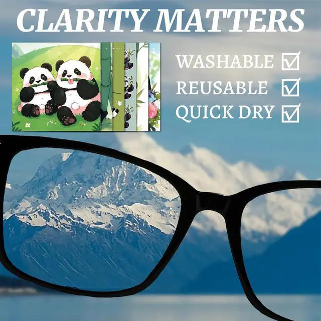 Alt view image 4 of 6 - 6 Packs Cute Panda Glasses Cleaning Cloth Microfiber Cloth Soft Multi-Color Cleaner Sunglasses Reusable Thicken Wipes Clothes for Eyeglasses Camera Cell Phone Lens Screens 6 x 6 Inch