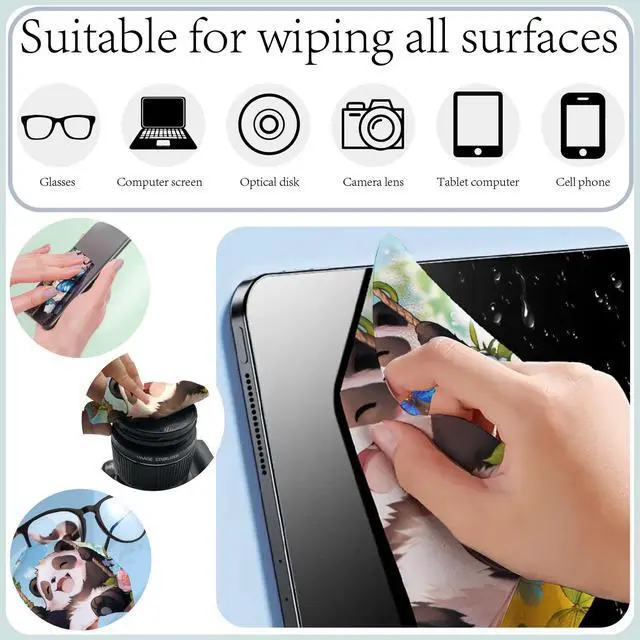 Alt view image 5 of 6 - 6 Packs Cute Panda Glasses Cleaning Cloth Microfiber Cloth Soft Multi-Color Cleaner Sunglasses Reusable Thicken Wipes Clothes for Eyeglasses Camera Cell Phone Lens Screens 6 x 6 Inch