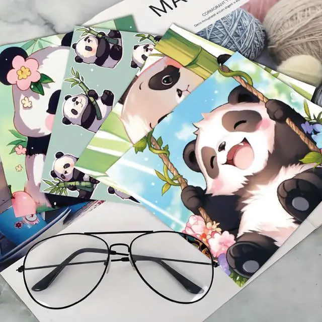 Alt view image 6 of 6 - 6 Packs Cute Panda Glasses Cleaning Cloth Microfiber Cloth Soft Multi-Color Cleaner Sunglasses Reusable Thicken Wipes Clothes for Eyeglasses Camera Cell Phone Lens Screens 6 x 6 Inch