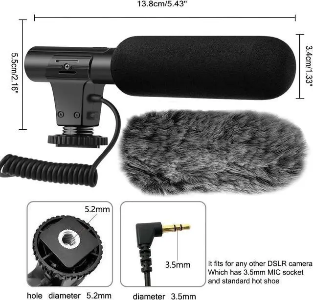 Alt view image 6 of 7 - Mini Shotgun Microphone for Camera & Smartphone, External Camera Mic for DSLR, Camcorder & Phone, 3.5mm Plug, Vlogging & YouTube