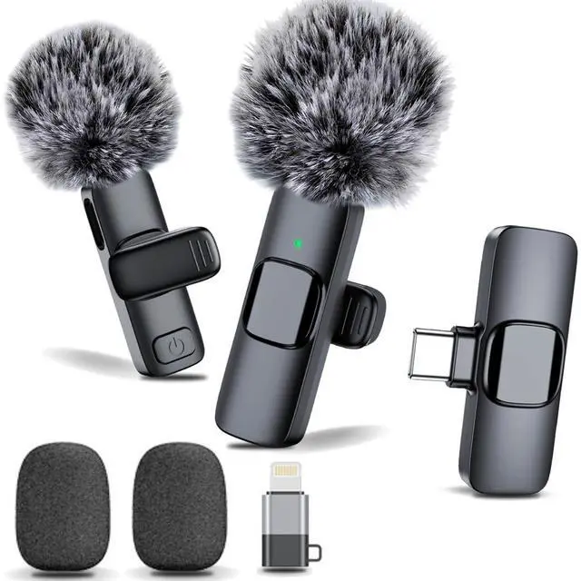 Main image of Lavalier Microphone for iPhone & Android 2 Pack Plug & Play Mini Clip-On Mics with Noise Cancelling, 6H Battery, Perfect for YouTube, TikTok, Podcast, Interviews & UGC Creators