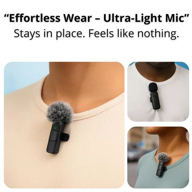 Alt view image 2 of 7 - Lavalier Microphone for iPhone & Android 2 Pack Plug & Play Mini Clip-On Mics with Noise Cancelling, 6H Battery, Perfect for YouTube, TikTok, Podcast, Interviews & UGC Creators