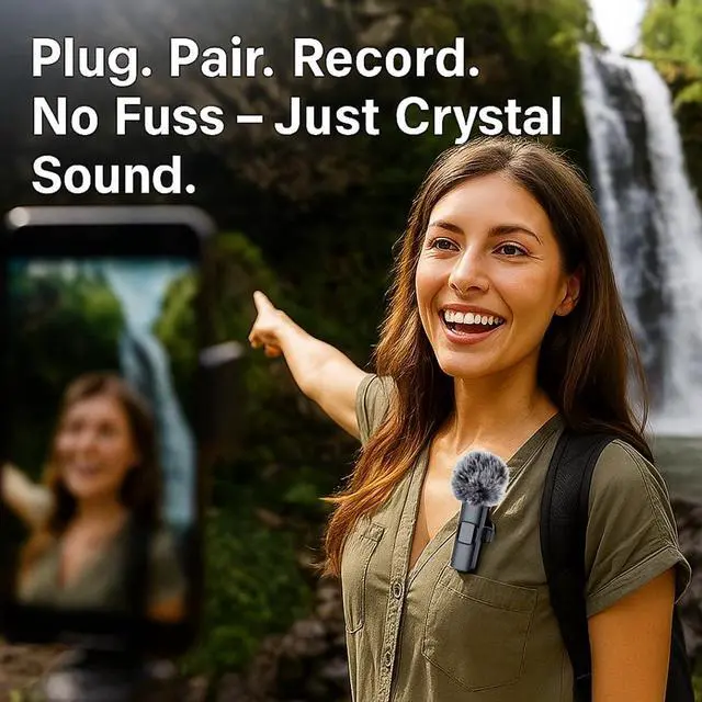 Alt view image 4 of 7 - Lavalier Microphone for iPhone & Android 2 Pack Plug & Play Mini Clip-On Mics with Noise Cancelling, 6H Battery, Perfect for YouTube, TikTok, Podcast, Interviews & UGC Creators