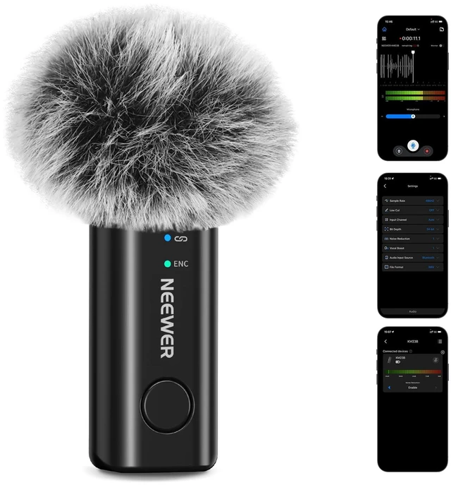 Main image of KM23B Wireless Lavalier Microphone Bluetooth App Control, Compatible with iPhone Android Phone 8Hrs Battery Vocal Enhancement Noise Cancellation Volume Adjustment Low Cut for Streaming Vlogging