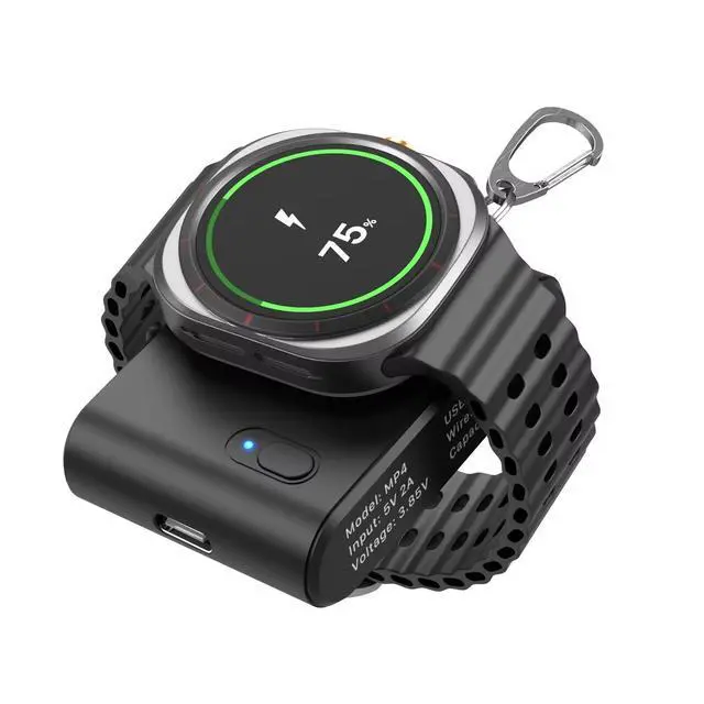 Alt view image 7 of 7 - for Samsung Galaxy Watch Charger, 2000mAh 2-in-1 Portable Charger for Samsung Galaxy Watch 8/7/Ultra/6/6 Classic/5/5 Pro/4/3/Active 2 with Keychain (Black)