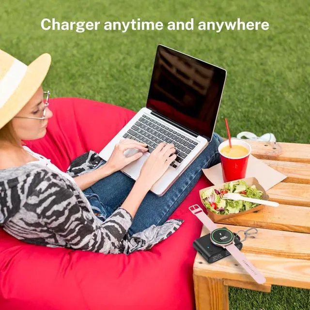 Alt view image 6 of 7 - for Samsung Galaxy Watch Charger, 2000mAh 2-in-1 Portable Charger for Samsung Galaxy Watch 8/7/Ultra/6/6 Classic/5/5 Pro/4/3/Active 2 with Keychain (Black)