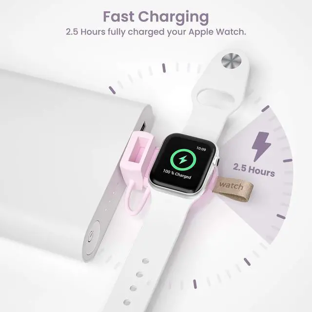 Alt view image 4 of 7 - Charger for Apple Watch Travel iWatch USB Wireless Quick Charge | Portable,Travel,Cordless,Light Weight,Magnetic Quick Charge,for Apple Watch Ultra 2/1 Series11 10 9 8 7 6 5 4 3 2 1 SE,Pink