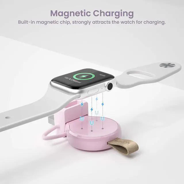 Alt view image 3 of 7 - Charger for Apple Watch Travel iWatch USB Wireless Quick Charge | Portable,Travel,Cordless,Light Weight,Magnetic Quick Charge,for Apple Watch Ultra 2/1 Series11 10 9 8 7 6 5 4 3 2 1 SE,Pink
