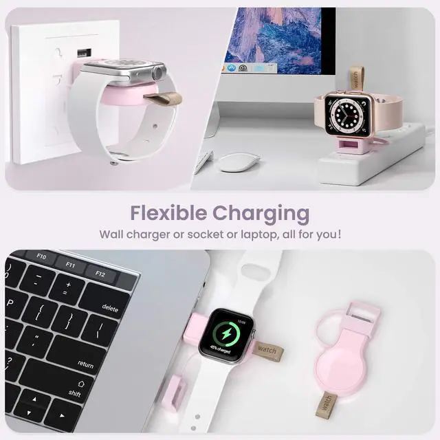 Alt view image 5 of 7 - Charger for Apple Watch Travel iWatch USB Wireless Quick Charge | Portable,Travel,Cordless,Light Weight,Magnetic Quick Charge,for Apple Watch Ultra 2/1 Series11 10 9 8 7 6 5 4 3 2 1 SE,Pink