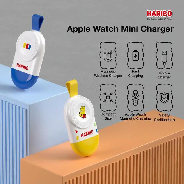 Alt view image 2 of 7 - Magnetic Wireless Charger for Apple Watch, USB-A Compact Charging Dock, Pocket-Size, Gummy Bear Style, Compatible with Apple Watch Series 19, SE, Ultra