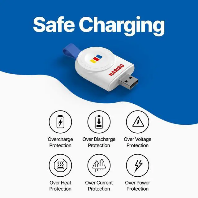 Alt view image 6 of 7 - Magnetic Wireless Charger for Apple Watch, USB-A Compact Charging Dock, Pocket-Size, Gummy Bear Style, Compatible with Apple Watch Series 19, SE, Ultra