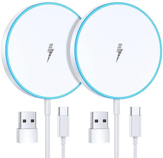 Main image of Wireless Charger 15W 2 Pack Fast Mag Safe Charger for iPhone 17 Pro Max/17 Pro/16 Air/17/16/15/14/13/12 Series Charging Pad for AirPods Series LED Magnet Charging Pad
