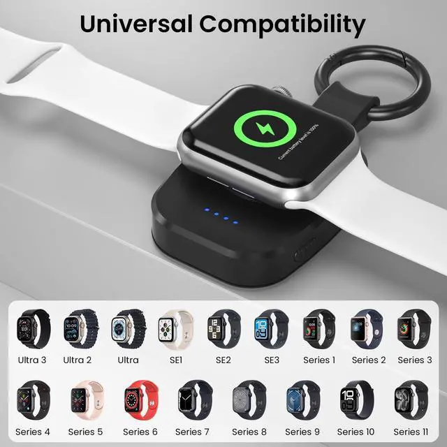 Alt view image 3 of 7 - Wireless Portable Watch Charger for Apple Watch (1 Pack) | Keychain Design, Travel Pocket Szie,Magnetic Fast Charging for iWatch Series 11/10/9/8/7/6/5/4/3/2, Ultra1/2/3, SE1/2/3