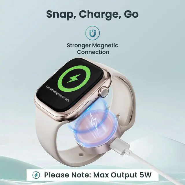 Alt view image 4 of 7 - Magnetic Charger 5W for Apple Watch 11,USB C iWatch Charger Adapter | Portable Wireless Charger with Type C & iPhone Power Port,Short Charging Cable for Apple Watch 10 9 8 7,Ultra 3,SE,38/45/46mm