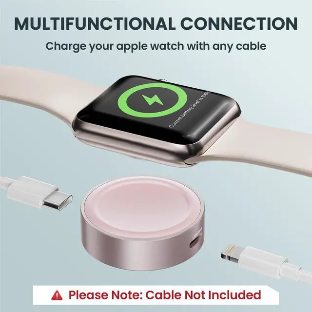 Alt view image 2 of 7 - Magnetic Charger 5W for Apple Watch 11,USB C iWatch Charger Adapter | Portable Wireless Charger with Type C & iPhone Power Port,Short Charging Cable for Apple Watch 10 9 8 7,Ultra 3,SE,38/45/46mm