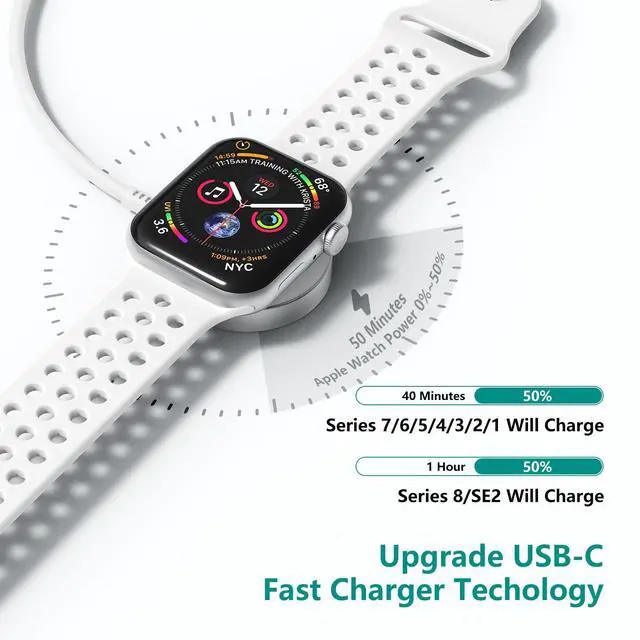Alt view image 3 of 7 - Apple Watch Charger, Magnetic Fast Charger, USB C Charger Block Plug Adapter with 6.6FT iWatch Portable Wireless Fast Charging Cable Cord for iWatch Series Ultra/9/8/7/6/SE/SE2/5/4/3