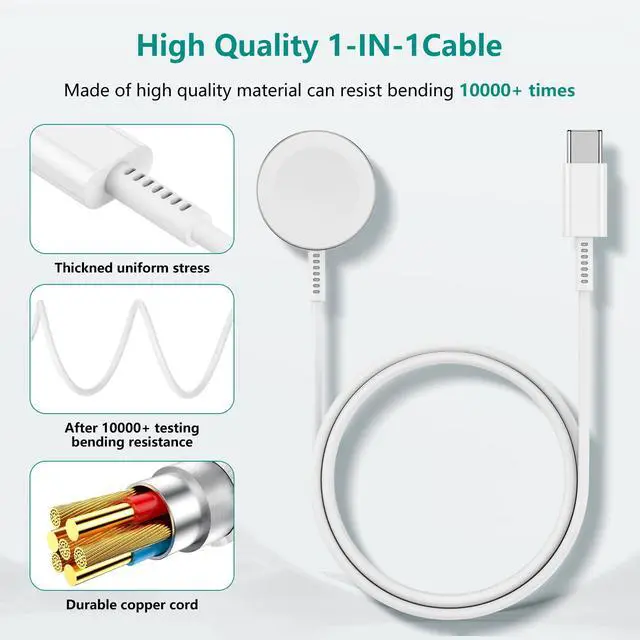 Alt view image 5 of 7 - Apple Watch Charger, Magnetic Fast Charger, USB C Charger Block Plug Adapter with 6.6FT iWatch Portable Wireless Fast Charging Cable Cord for iWatch Series Ultra/9/8/7/6/SE/SE2/5/4/3