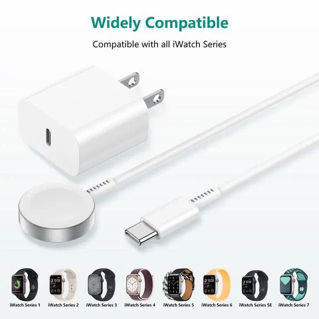 Alt view image 7 of 7 - Apple Watch Charger, Magnetic Fast Charger, USB C Charger Block Plug Adapter with 6.6FT iWatch Portable Wireless Fast Charging Cable Cord for iWatch Series Ultra/9/8/7/6/SE/SE2/5/4/3