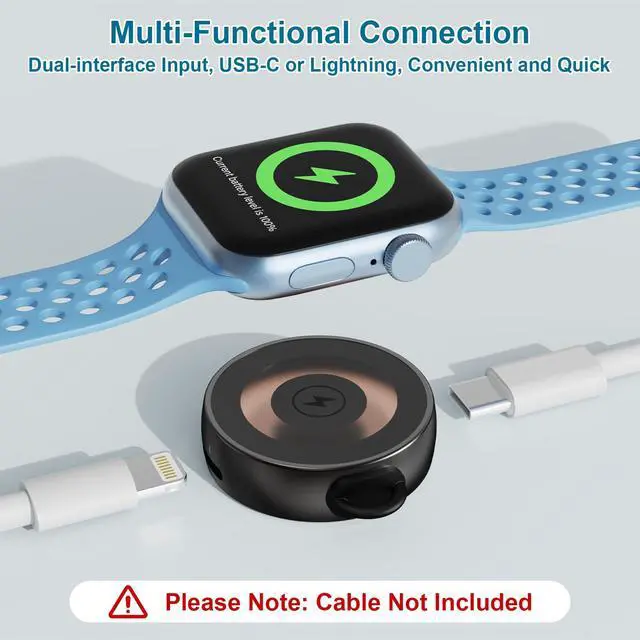 Alt view image 2 of 6 - Magnetic Wireless Charger Compatible with Apple Watch, Zinc Alloy Casing, 5W Charging Output, iWatch Charger Compatible with Apple Watch Ultra 1 2 3, Series 1-11, SE, SE2, SE3