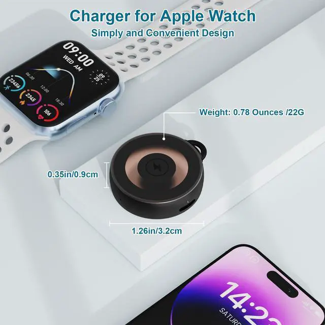Alt view image 3 of 6 - Magnetic Wireless Charger Compatible with Apple Watch, Zinc Alloy Casing, 5W Charging Output, iWatch Charger Compatible with Apple Watch Ultra 1 2 3, Series 1-11, SE, SE2, SE3