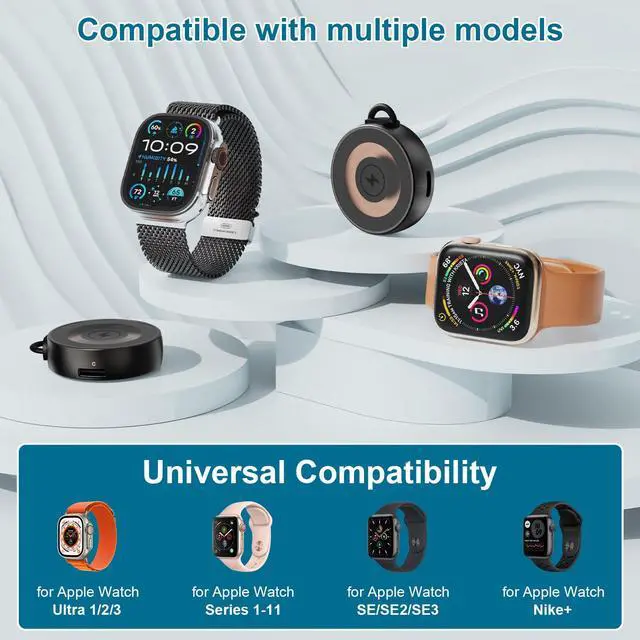 Alt view image 6 of 6 - Magnetic Wireless Charger Compatible with Apple Watch, Zinc Alloy Casing, 5W Charging Output, iWatch Charger Compatible with Apple Watch Ultra 1 2 3, Series 1-11, SE, SE2, SE3