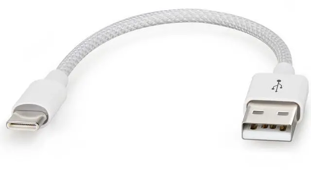 Main image of Short USB C Cable 6 Inch, USB A to USBC Charging Cable White Braided
