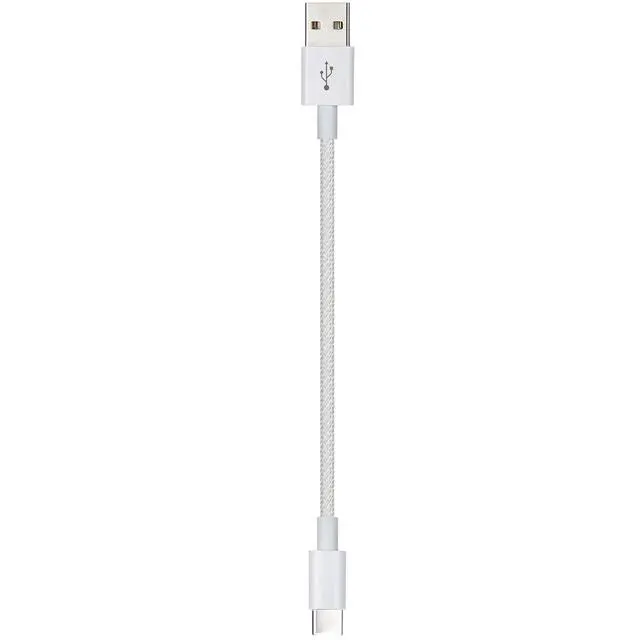 Alt view image 2 of 4 - Short USB C Cable 6 Inch, USB A to USBC Charging Cable White Braided