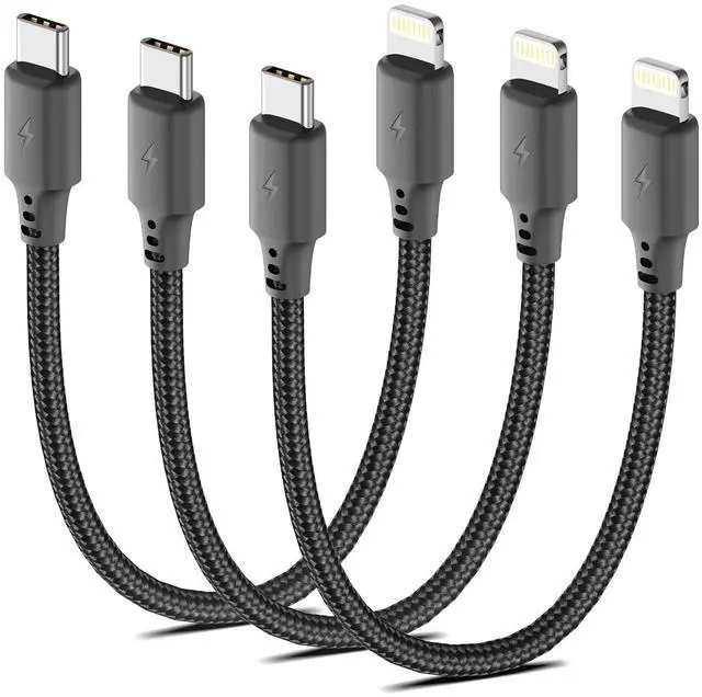 Main image of USB C to Lightning Cable, 3Pack iPhone Charger Cord for iPhone 14/13 | 3A Fast Charging, MFI Certified, Nylon Braided,6 Inch Short Apple CarPlay Cord for iPhone 14 13 12 11 Pro Max XR XS 8 SE iPad