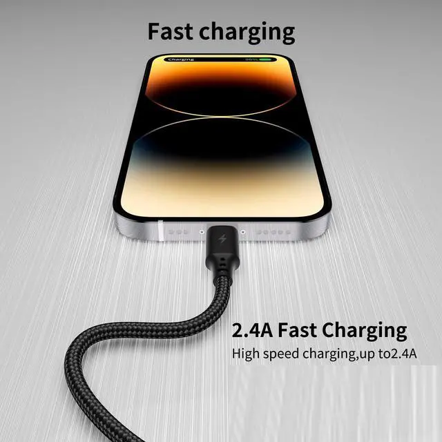 Alt view image 5 of 7 - USB C to Lightning Cable, 3Pack iPhone Charger Cord for iPhone 14/13 | 3A Fast Charging, MFI Certified, Nylon Braided,6 Inch Short Apple CarPlay Cord for iPhone 14 13 12 11 Pro Max XR XS 8 SE iPad