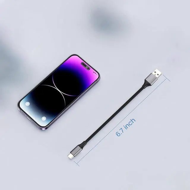 Alt view image 4 of 4 - USB to USB C Cable Short 6-Inch Cell Phone Cord for Samsung Galaxy A16/A15 | A26/A14/A53/A54 5G, iPhone 17e 16e 16 15 Pro Max - USBA to USBC 6" Small Cable for Power Bank