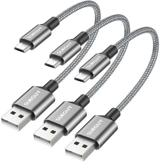 Main image of Short 6-inch Micro USB Cables, 3Pcs 0.5FT Android Charger Fast Charging Data Cord Compatible with Galaxy S6 S7 Edge, Charging Station, TV Stick, PS4, Chromecast, Android Phone