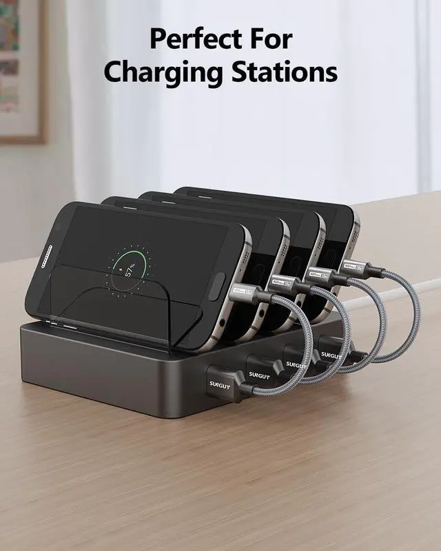 Alt view image 2 of 6 - Short 6-inch Micro USB Cables, 3Pcs 0.5FT Android Charger Fast Charging Data Cord Compatible with Galaxy S6 S7 Edge, Charging Station, TV Stick, PS4, Chromecast, Android Phone